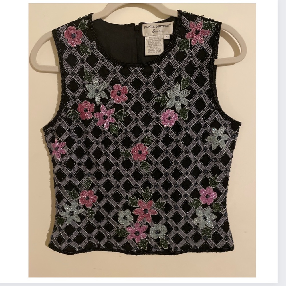 Vintage Papell Boutique Evening Beaded Top Size S beautiful excellent condition